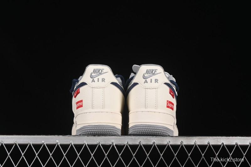 Nike Air Force 1 '07 Low Supreme Collaboration Two-Tone Blue Grey Lace-Up Casual Sneakers - DM6868-068