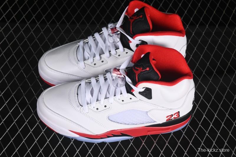 Nike Air Jordan 5 Retro Basketball Shoes Fire Red Black Tongue - HQ7978-101