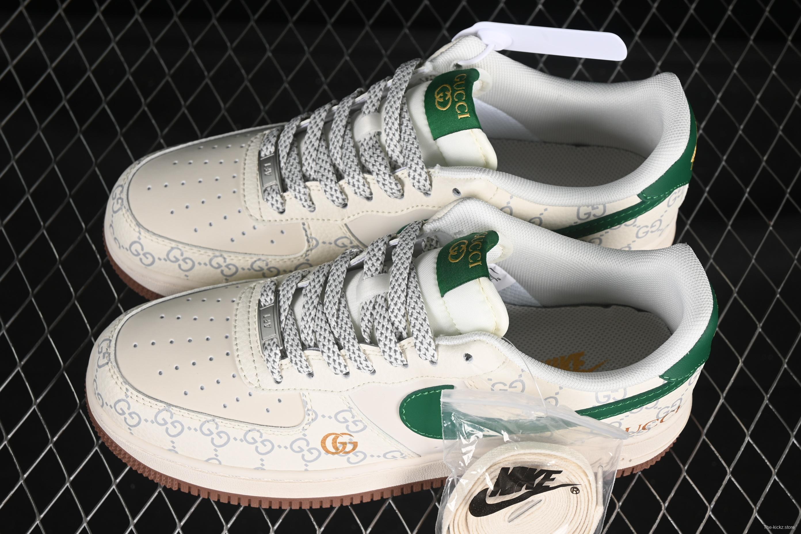 Nike Air Force 1 '07 Low Gucci Collaboration Brown Sole Green Swoosh Casual Sneakers - JJ2508-711