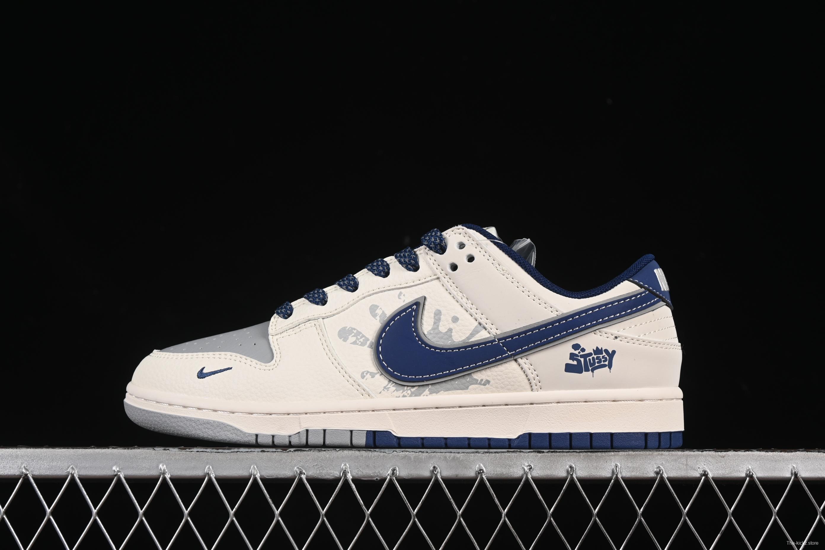 Nike SB Dunk Low Stussy Collaboration Explosive Blue Swoosh Anniversary Custom Low-Top Casual Skate Shoes - XS6089-593