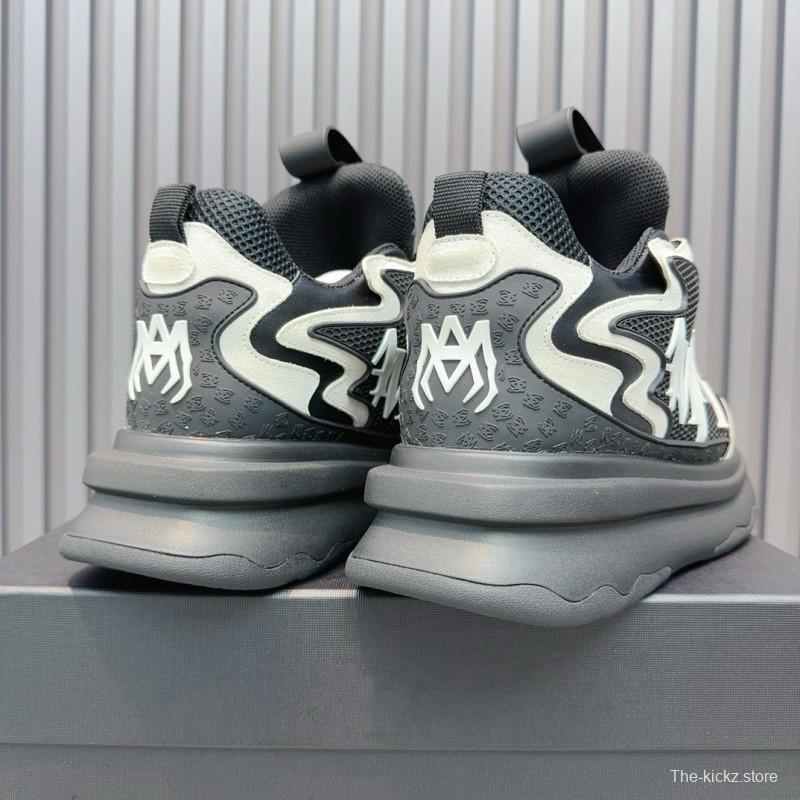 2024 Unisex Amiri Black White Mesh Leather Sneakers MJ00410