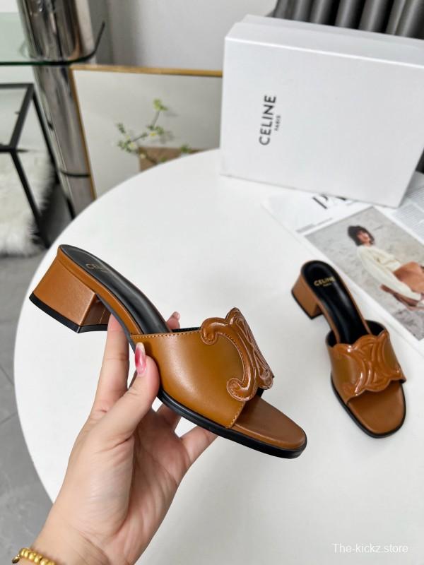2025 Women Celine Brown Leather Sandals