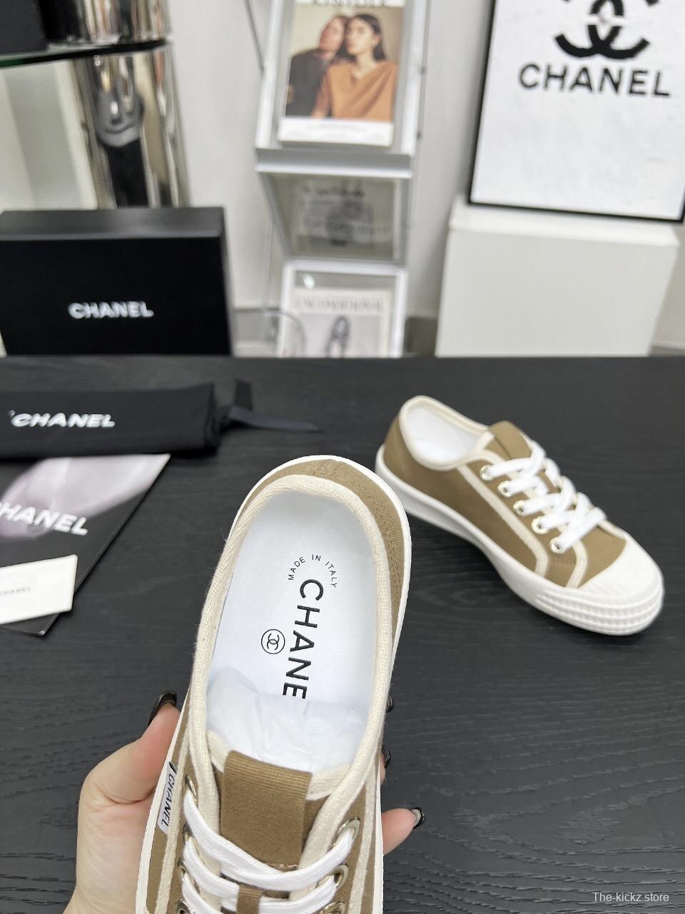 2025 Women Chanel Brown Canvas Sneakers LY00230