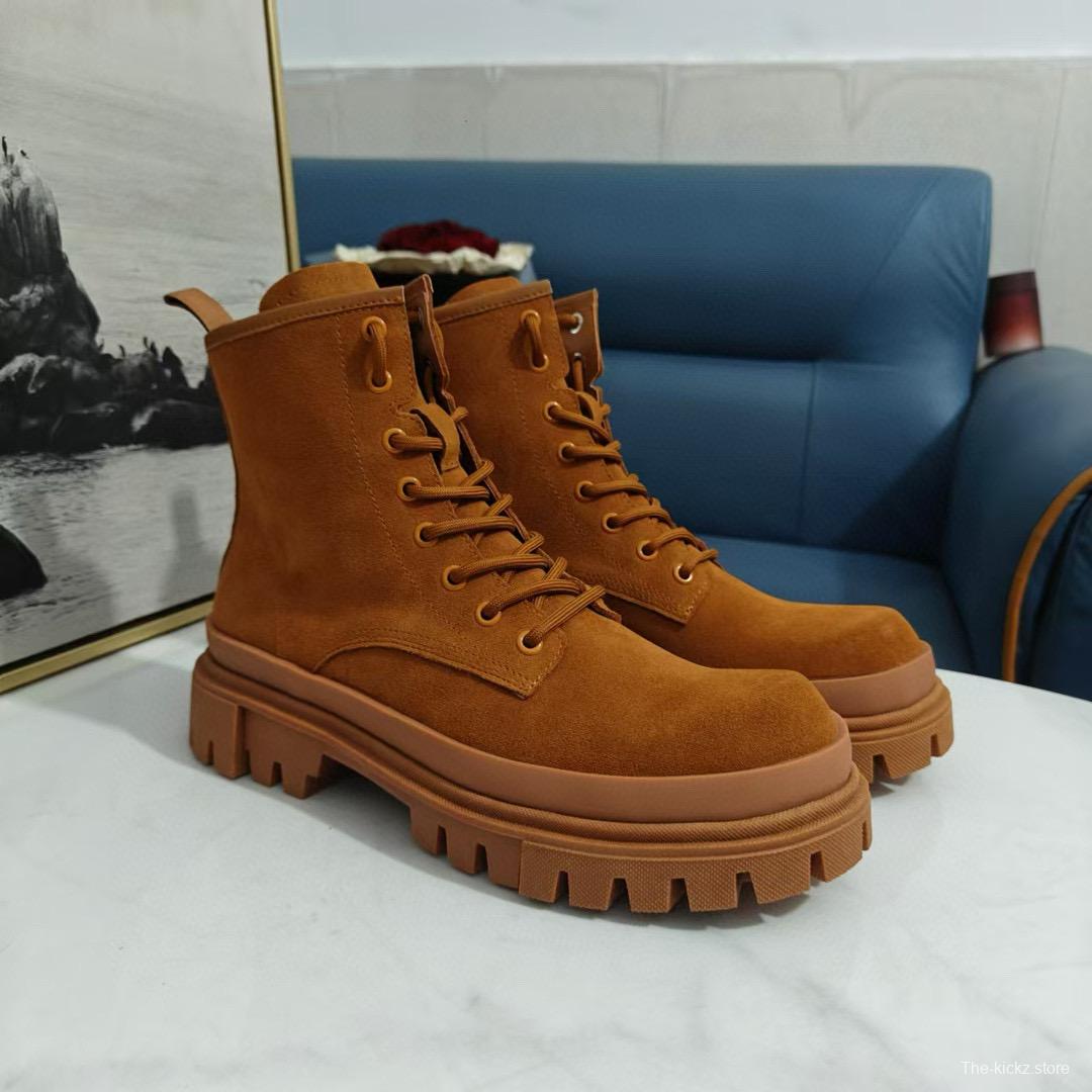 2024 Men Dolce & Gabbana Brown Suede Leather Boots