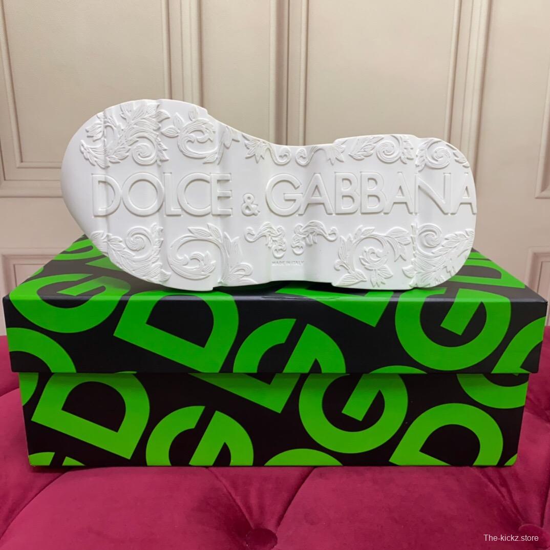 2025 Unisex Dolce & Gabbana White Red Blue Leather Mesh Sneakers LY00330(F)/LY00340(M)