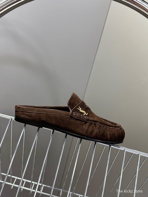 2025 Women Yves Saint Laurent Brown Suede Loafer