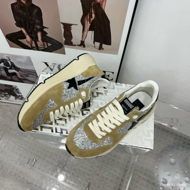 2024 Unisex GGDB Silver Beige Suede Glitter Star Sneakers 
