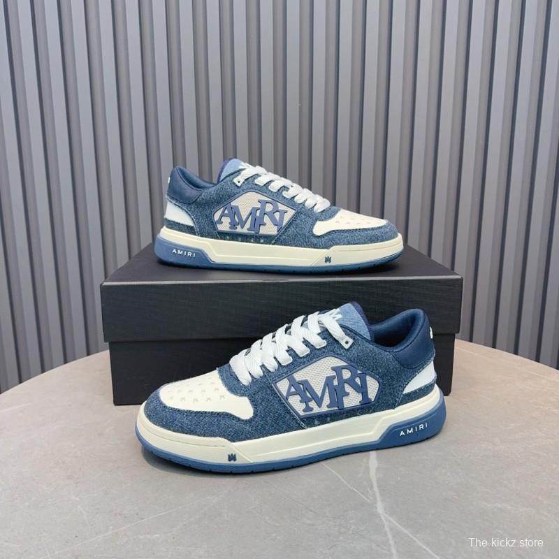 2025 Unisex Amiri Blue White Leather Sneakers MJ00360