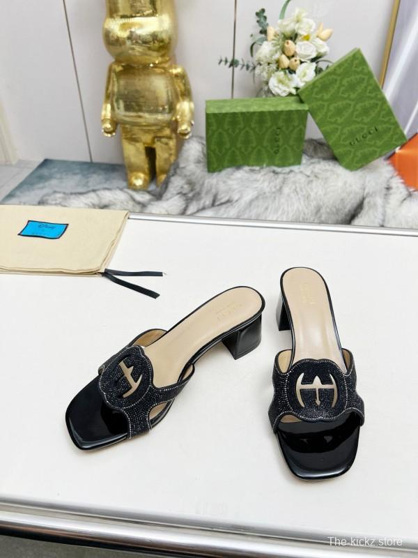2025 Gucci Black Leather Slippers