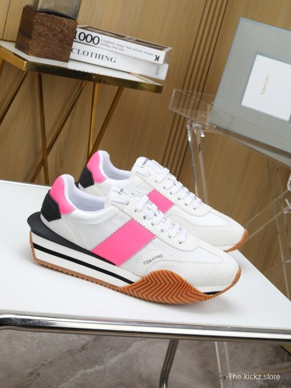 2025 Unisex TOM FORD White Pink Black Leather Suede Sneakers LY00360(F)/LY00370(M)
