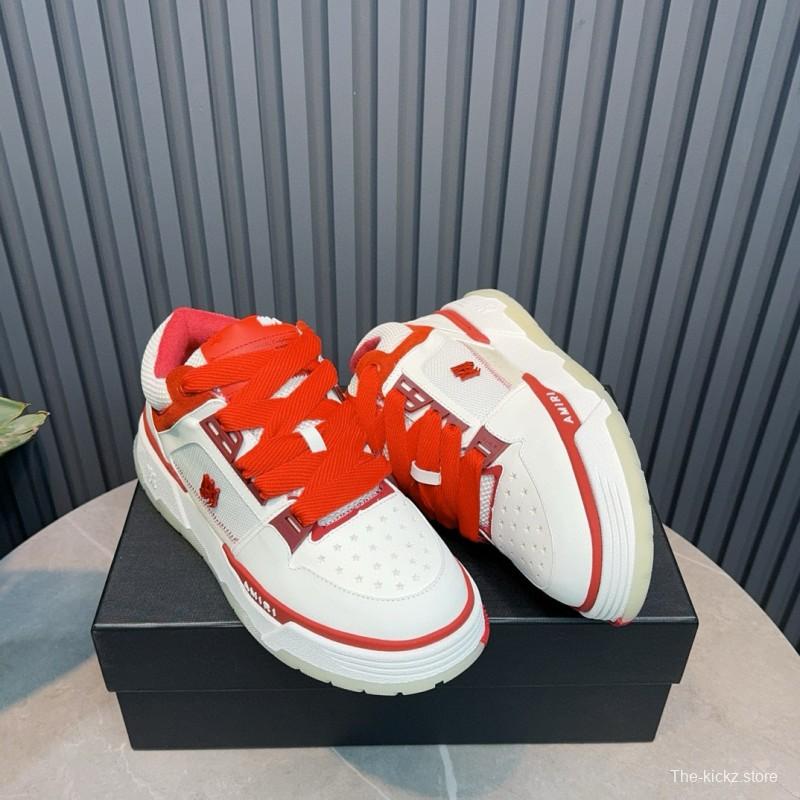 2024 Unisex Amiri White Red Leather Sneakers MJ00360