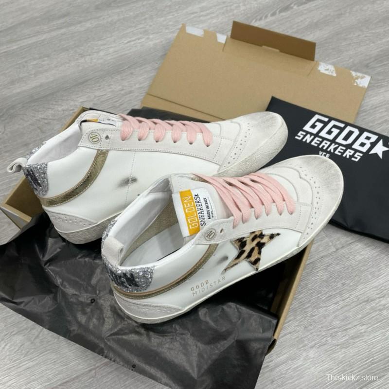 2024 Unisex GGDB White Pink Leather Suede High Top Sneakers MJ00300