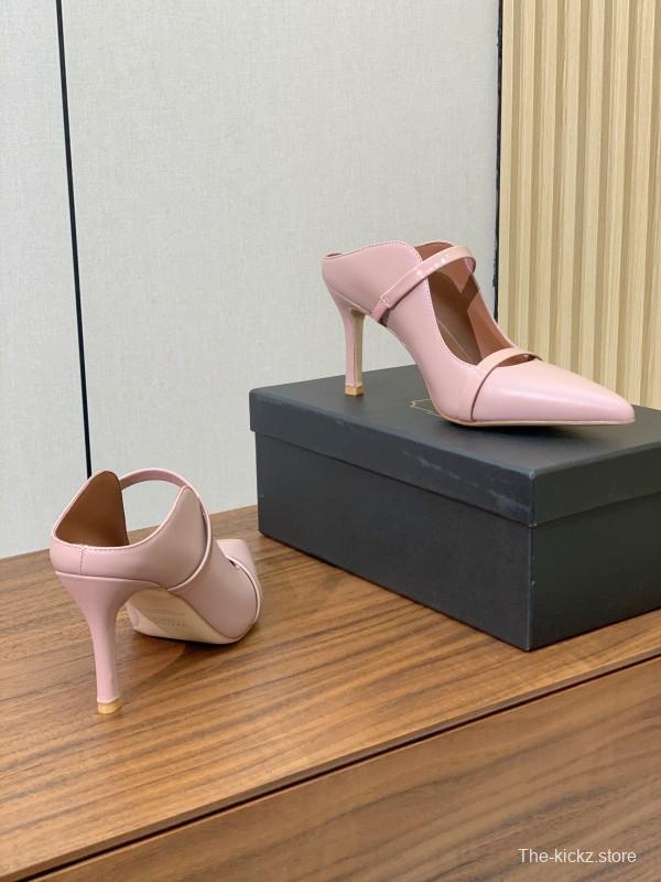 2025 Women Malone Souliers Pink Leather Mid Heel