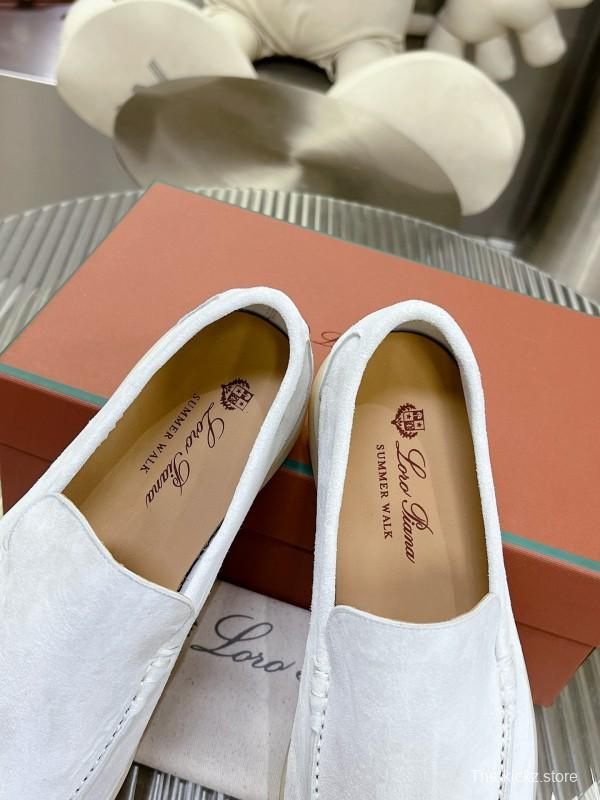 2024 Unisex Le Parmentier White Calf Suede Loafers MJ00270