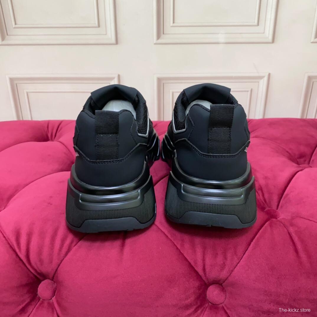 2025 Unisex Dolce Gabbana Black Mesh Leather Sneakers LY00330(F)/LY00340(M)