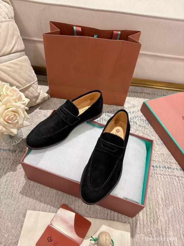 2025 Women Le Parmentier Black Suede Loafer LY00400