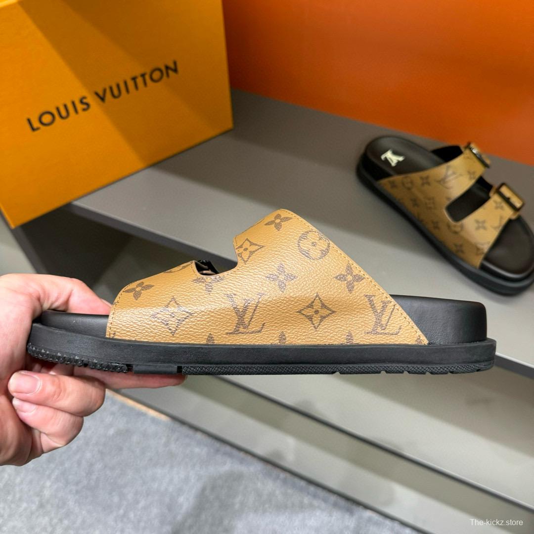 2024 Slippers Louis Vuitton brown leather Slippers