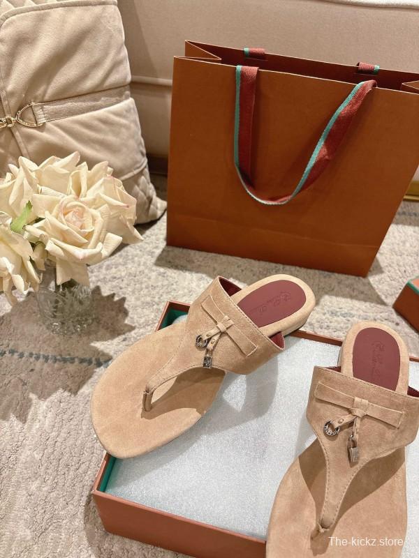 2025 Slippers LP Beige Suede Thong Sandal LY00250