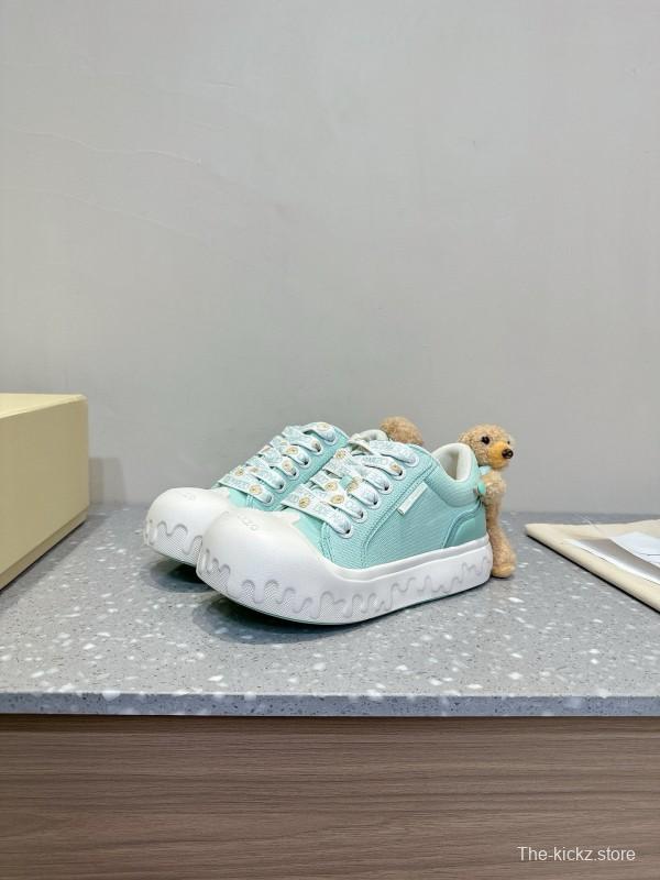 2025 Women 13DE MARZO Light Blue White Canvas Leather Casual Shoe KFY00280