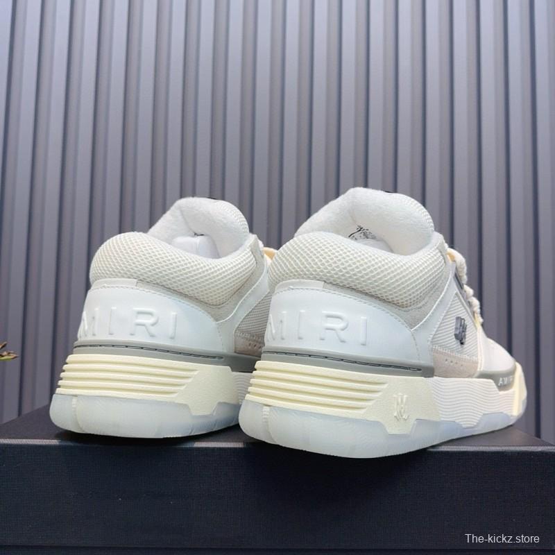 2024 Unisex Amiri White Beige Leather Mesh Sneakers MJ00360