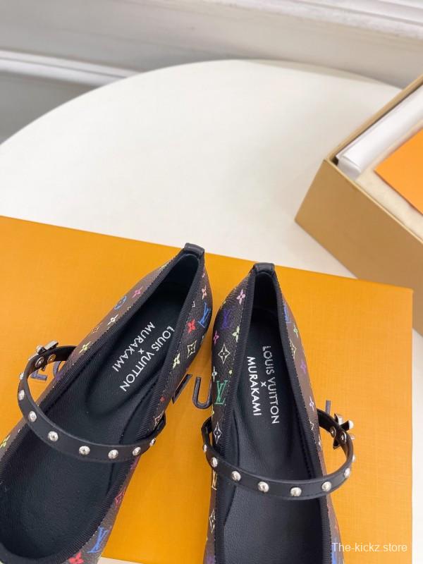 2025 Women Louis Vuitton Multicolor Leather Ballet Flats KFY00300