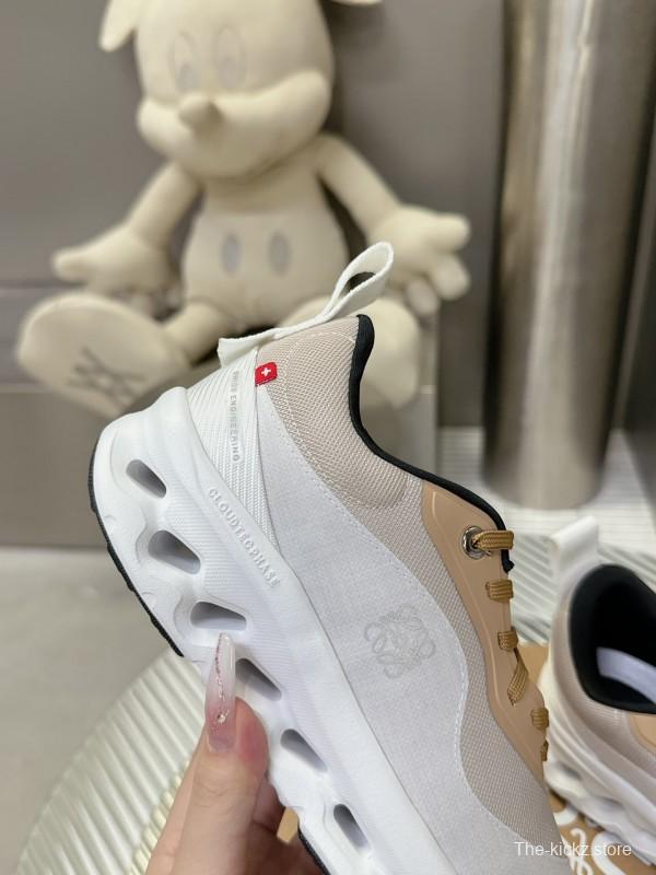 2025 Unisex Loewe White Beige Mesh Leather Sneakers