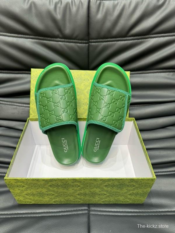 2024 Slippers Gucci Green Leather Slippers MJ00200