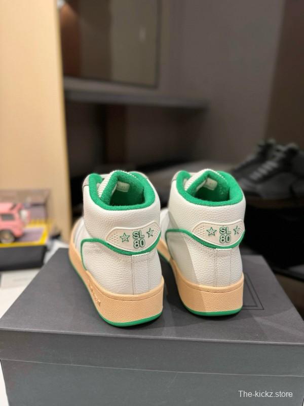 2024 Unisex Yves Saint Laurent White Grey Green Leather Suede Sneakers