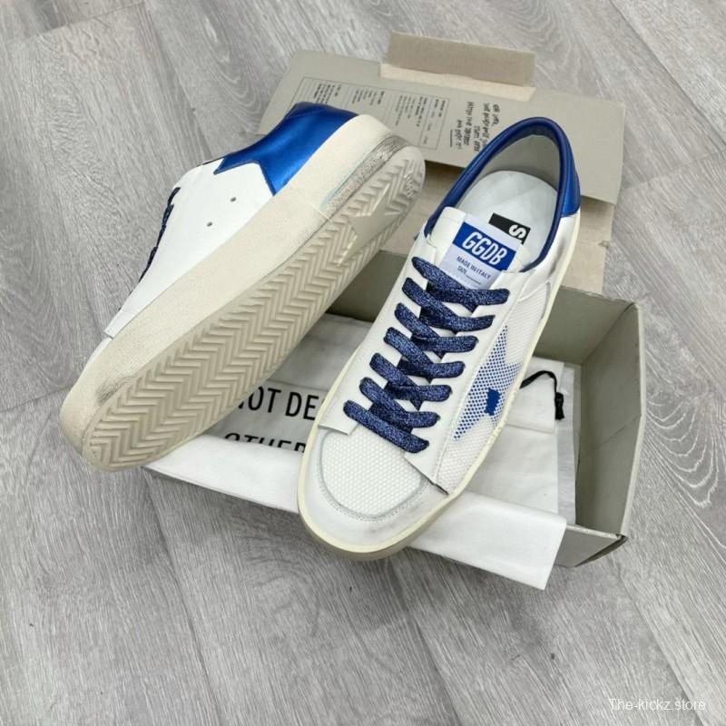 2024 Unisex GGDB White Blue Leather Sneakers STARDAN