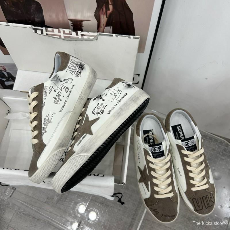 2025 Unisex GGDB White Grey Suede Calf Leather Sneakers