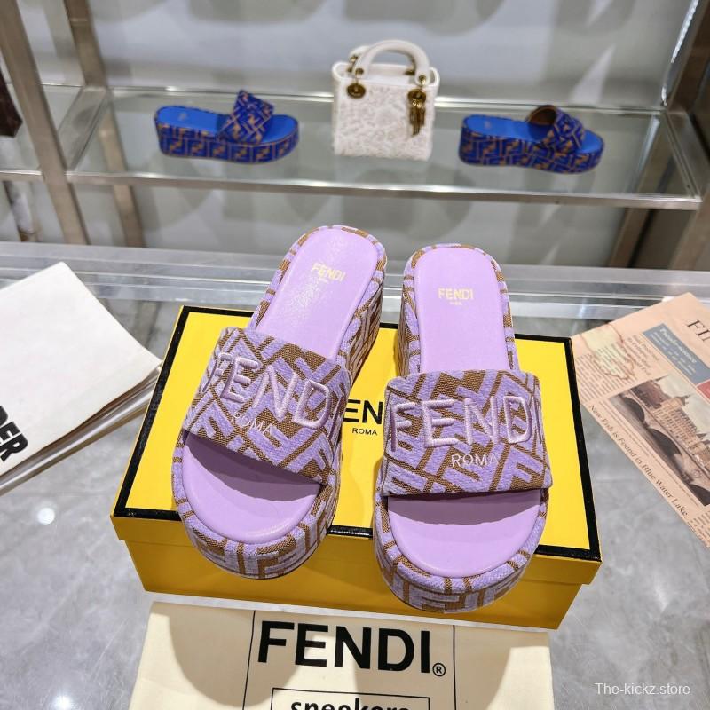 2025 Fendi Pink Canvas Slippers KFY00240
