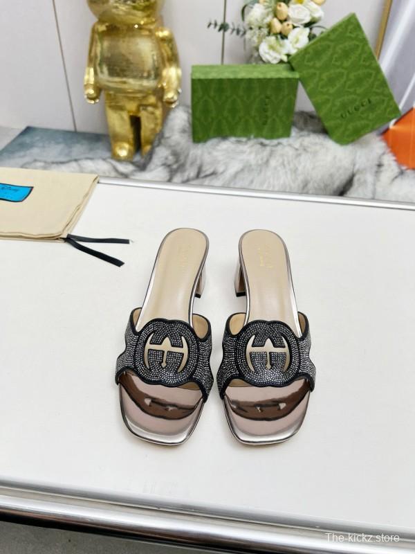 2025 Gucci Black Leather Slippers MJ00190