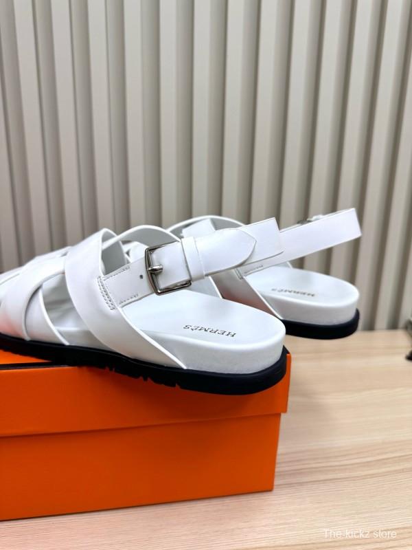 2025 Slippers Hermès White Leather Sandals LY00270