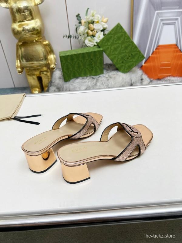 2025 Gucci Beige Leather Slippers MJ00190