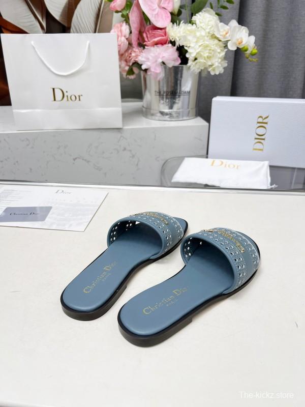 2025 Slippers Dior Blue Leather Slippers
