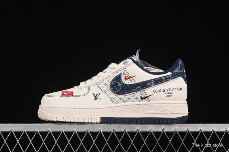 Nike Air Force 1 '07 Low LV Collaboration Dual-Tone Blue Denim Hook Low-Top Casual Sneakers - YX5066-342
