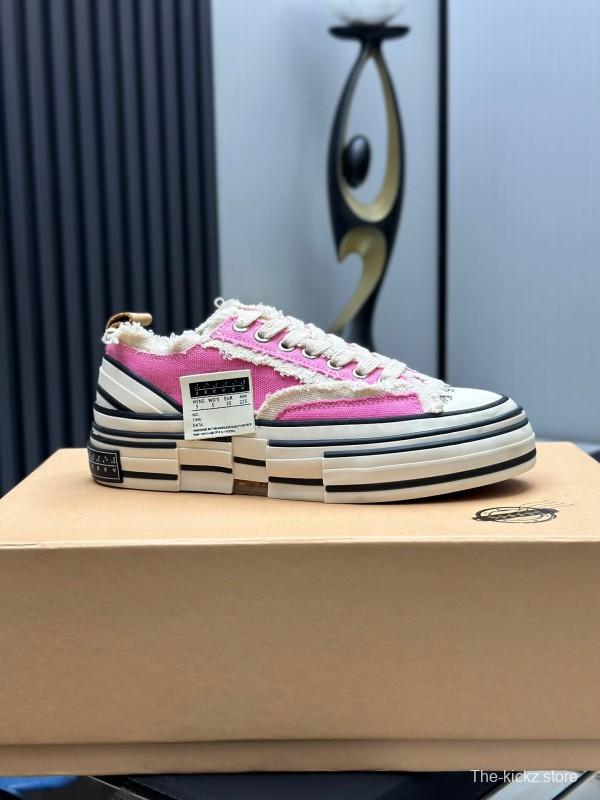 2025 Unisex XVESSEL Pink White Canvas Plimsolls Vulcanized AS00240