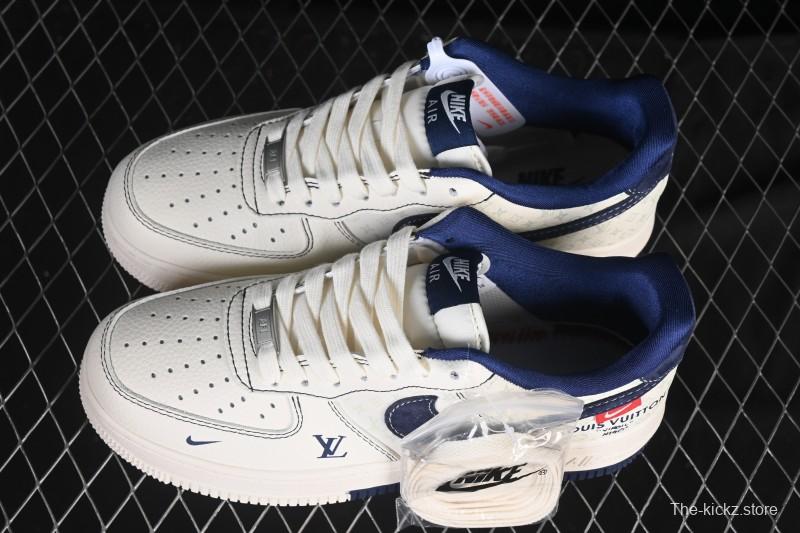 Nike Air Force 1 '07 Low LV Collaboration Print Light Blue Swoosh Casual Sneakers - MZ9588-817