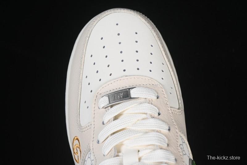 Nike Air Force 1 '07 Low Gucci Collaboration White Brown Green Casual Sneakers - YF9511-804