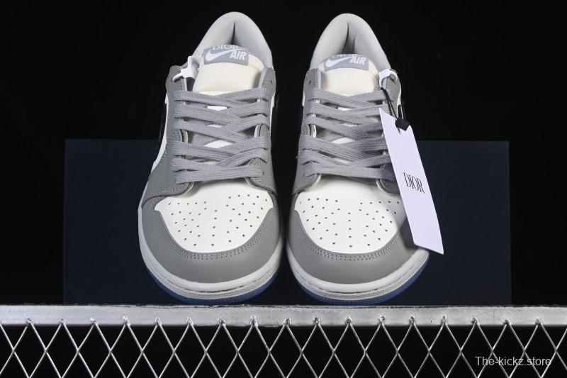 Dior Air Jordan 1 Low White Grey Collaboration Low-Top Sneakers - CN8608-002