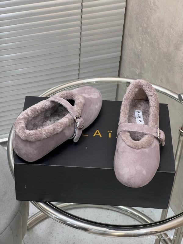Alaia Fall/Winter 2025 Wool Mary Jane Ballet Flats - KFY00310