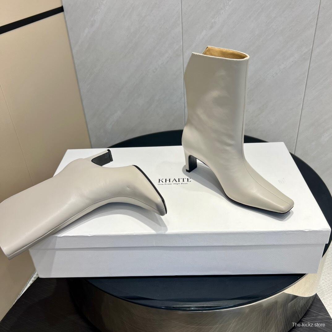 Khaite 2025 SS Fashion Square Toe Slip-On Ankle Boots - KFY00390