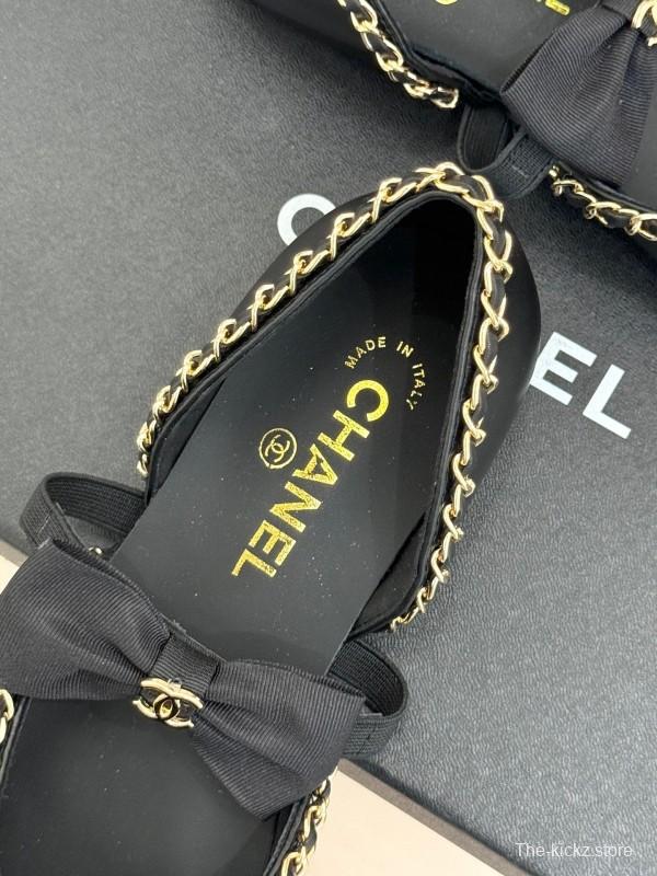 Chanel 2025 SS Hollow Chain Bow Mary Jane Shoes - KFY00290/KFY00300