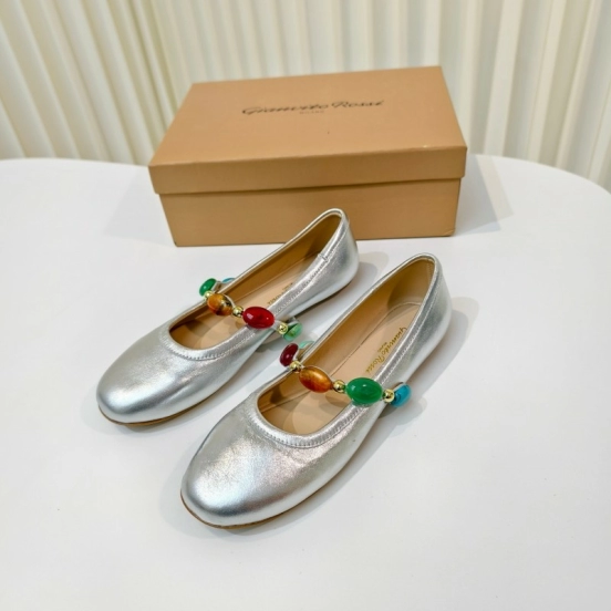 Gianvito Rossi Bohemian Style Turquoise Flat Ballet Shoes - LY00320