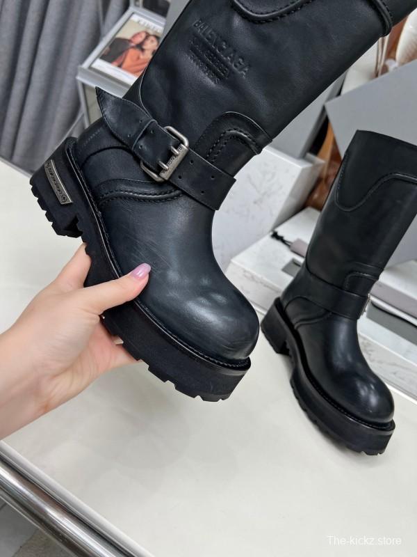 Banciga Paris 25FW Venom Mid-Calf Boots Punk Motorcycle Style with Buckle and Thick Sole - LY00480