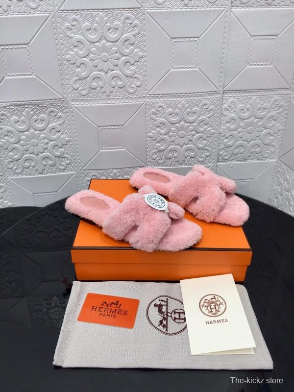 H Eiderdown Teddy Wool H Slippers Flat Sole Winter Home Shoes - LY00240