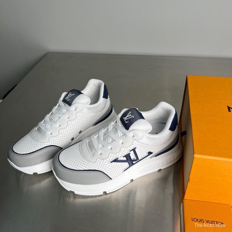Lv Classic Leather Round Toe Lace-Up Low Top Casual Shoes - YC