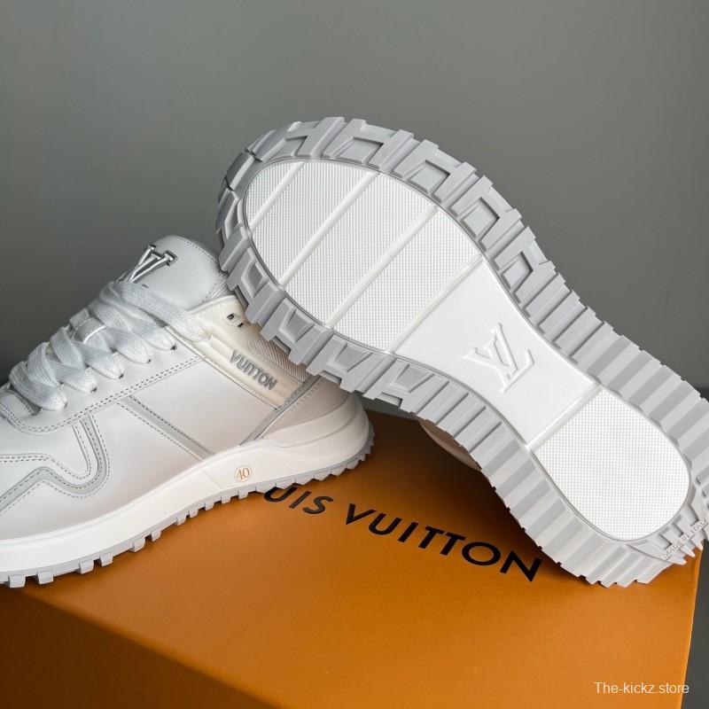 Lv Leather Round Toe Lace-Up Flat Low Top Casual Lifestyle Shoes - YC