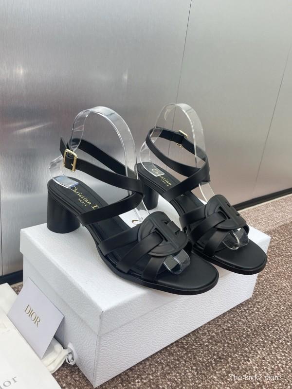 Dior D-Club Jelly Color Hollow Layered Cross Strap Mid Heel Women Shoes - KFY00290