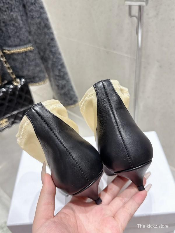 THEROW 2025SS French Retro Simple Style Mesh Kitten Heel Sandals - KFY00320